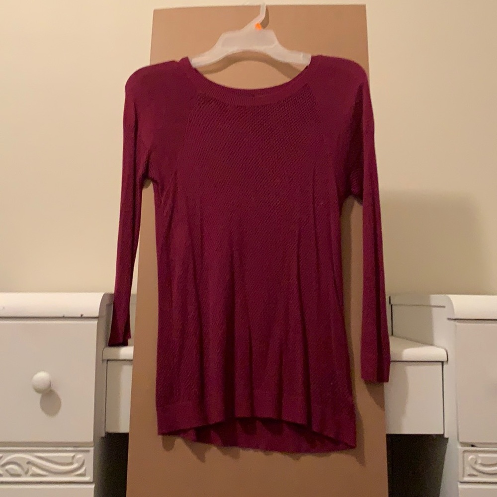 Maroon see through mesh top